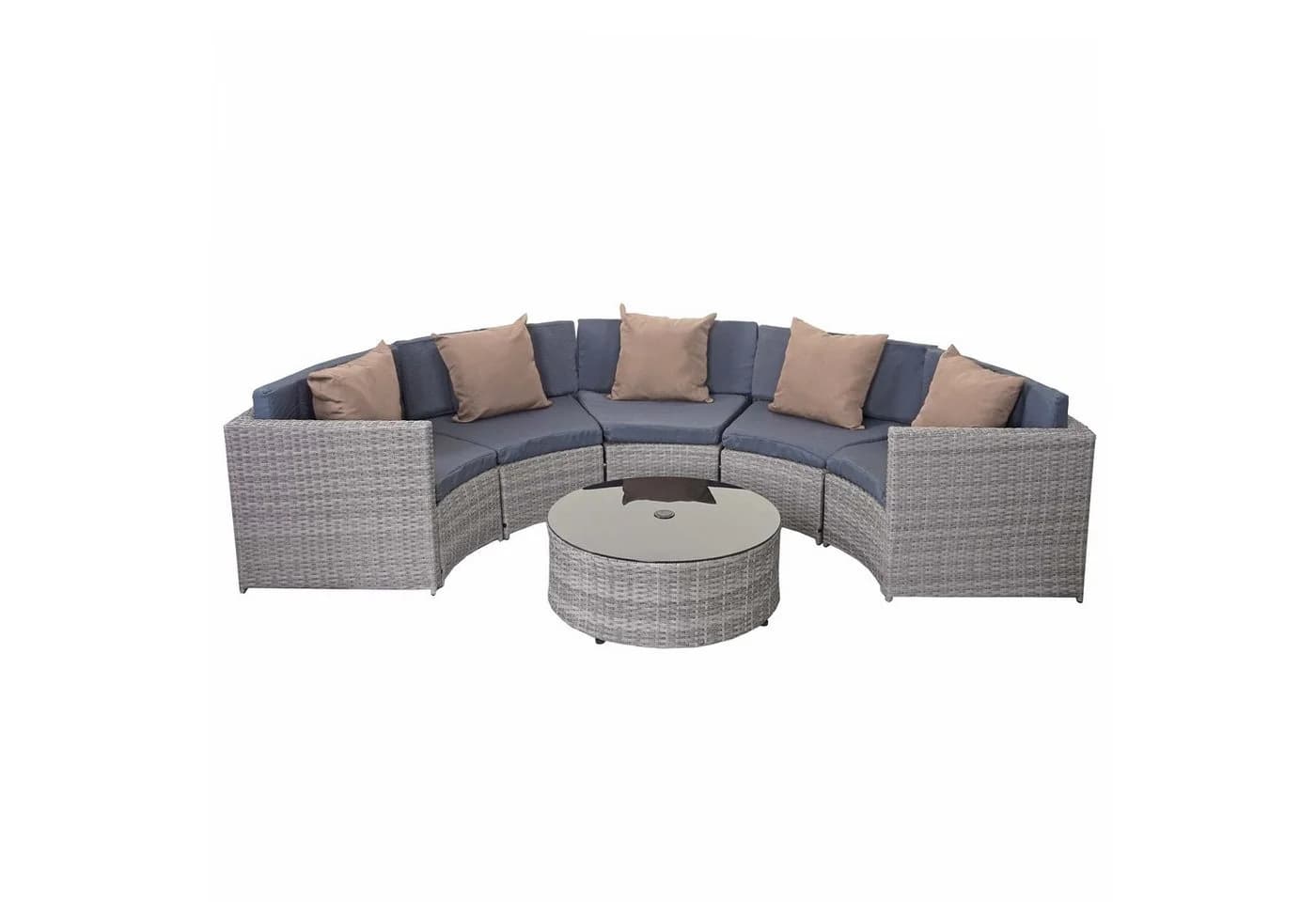 MCW Poly-Rattan Garnitur rund MCW-E17 Grau mit Polstern - Bild 2
