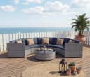 MCW Poly-Rattan Garnitur rund MCW-E17 Grau mit Polstern Bild 5