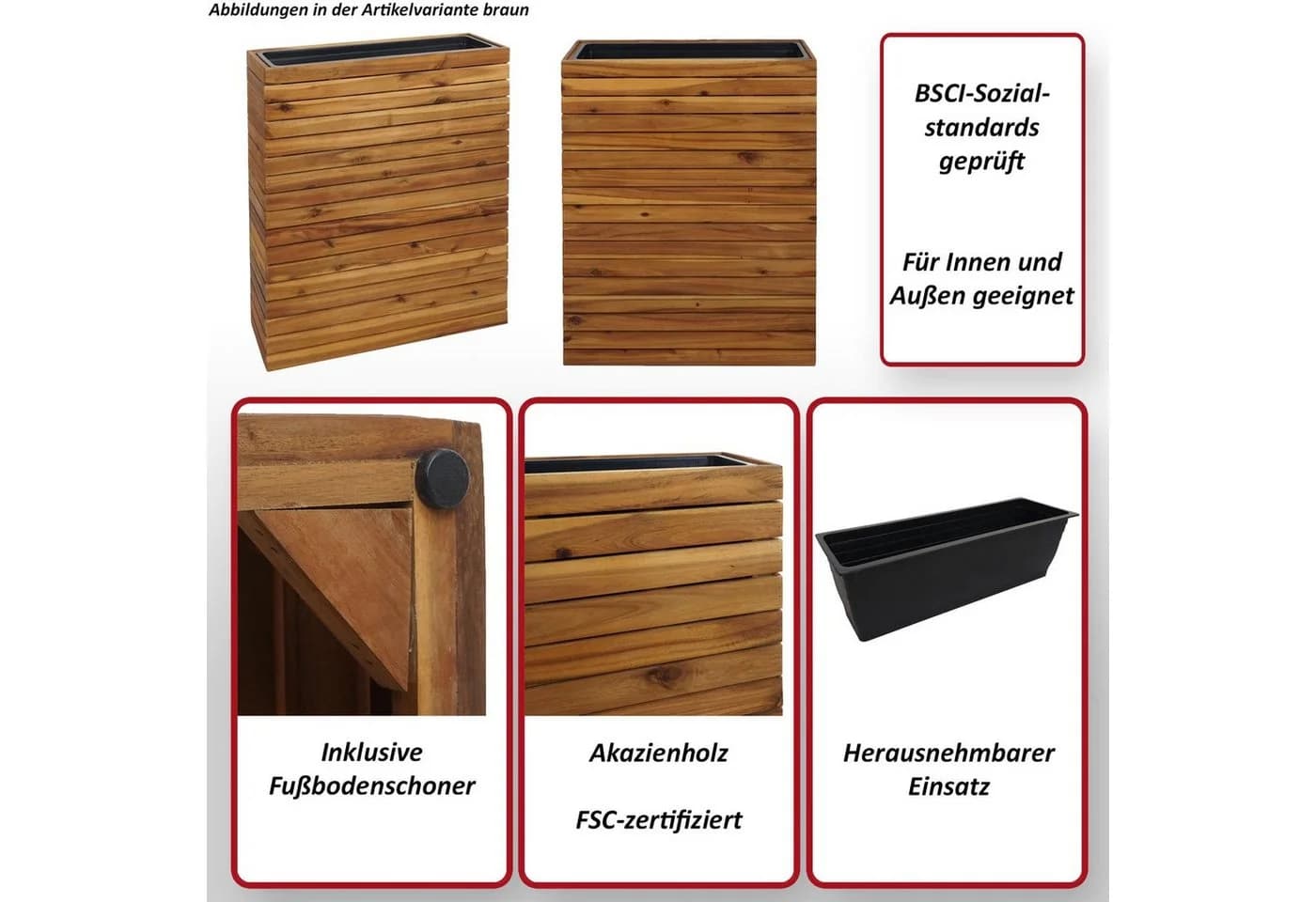 MCW Pflanzkasten eckig Akazienholz Outdoor - Bild 5