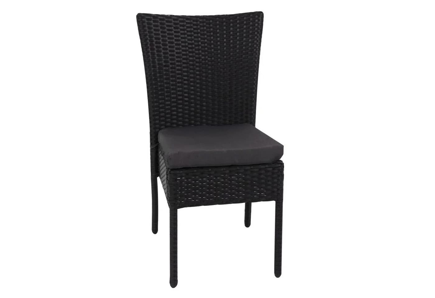 MCW 2er-Set Poly-Rattan Stuhl Stapelbar Schwarz mit Kissen - Bild 5
