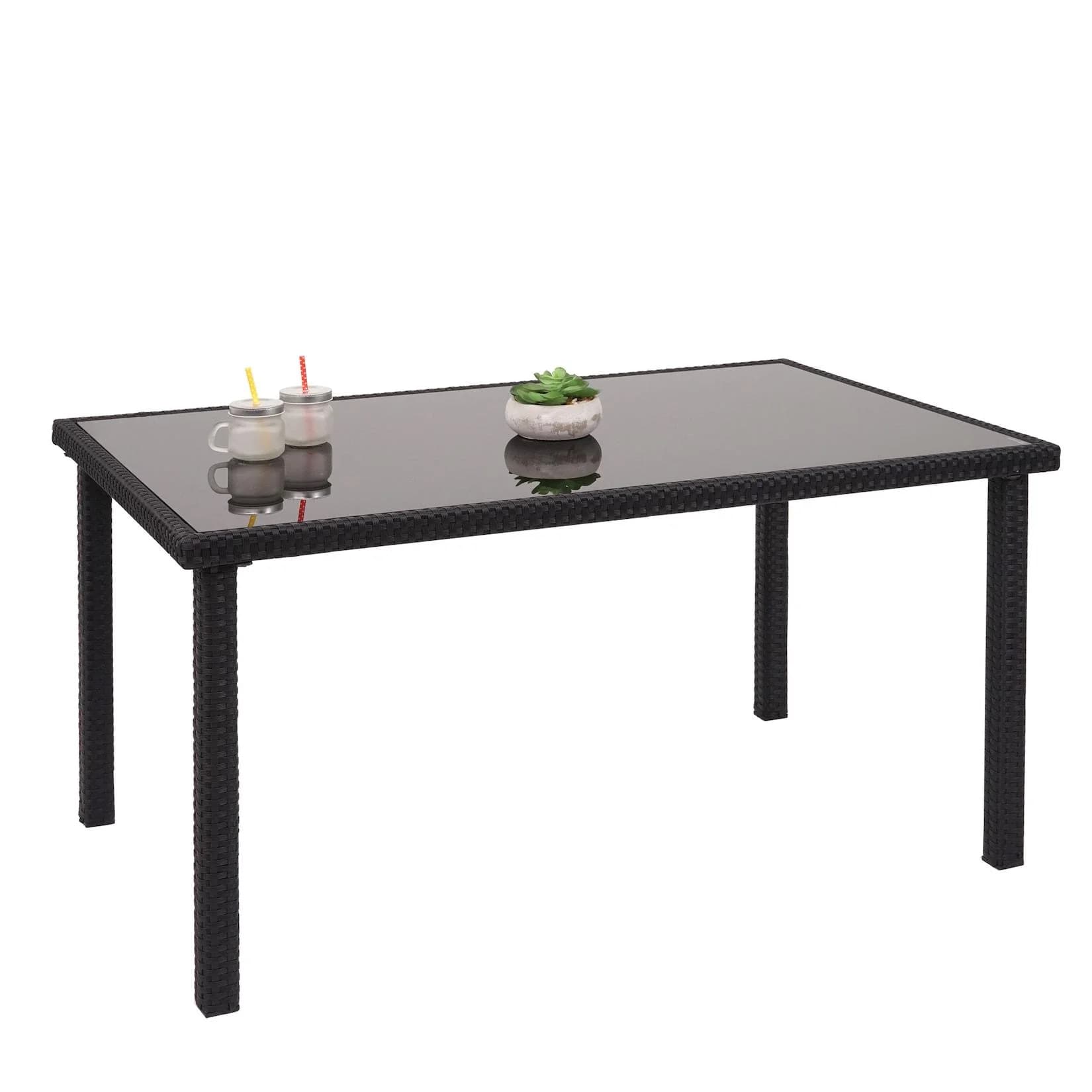 MCW Poly-Rattan Tisch Gartentisch Balkontisch 120x75cm Schwarz