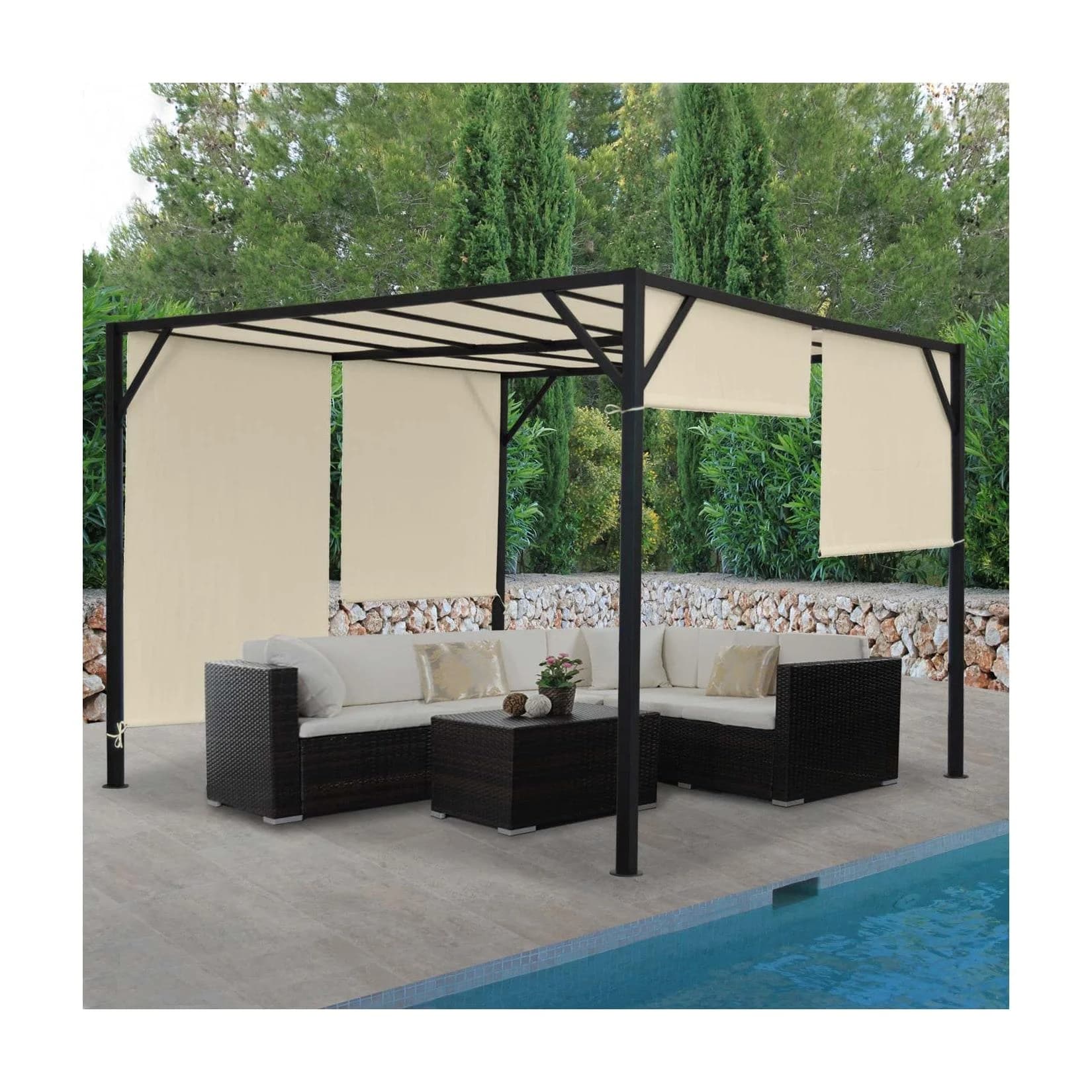 MCW Pergola Beja 4x4m mit Schiebedach