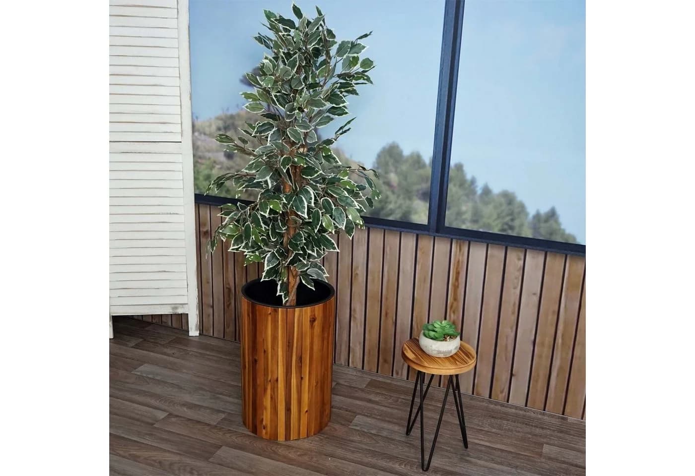 MCW Pflanzkasten MCW-L24 Rund 50x34cm Akazienholz Braun Outdoor - Bild 5