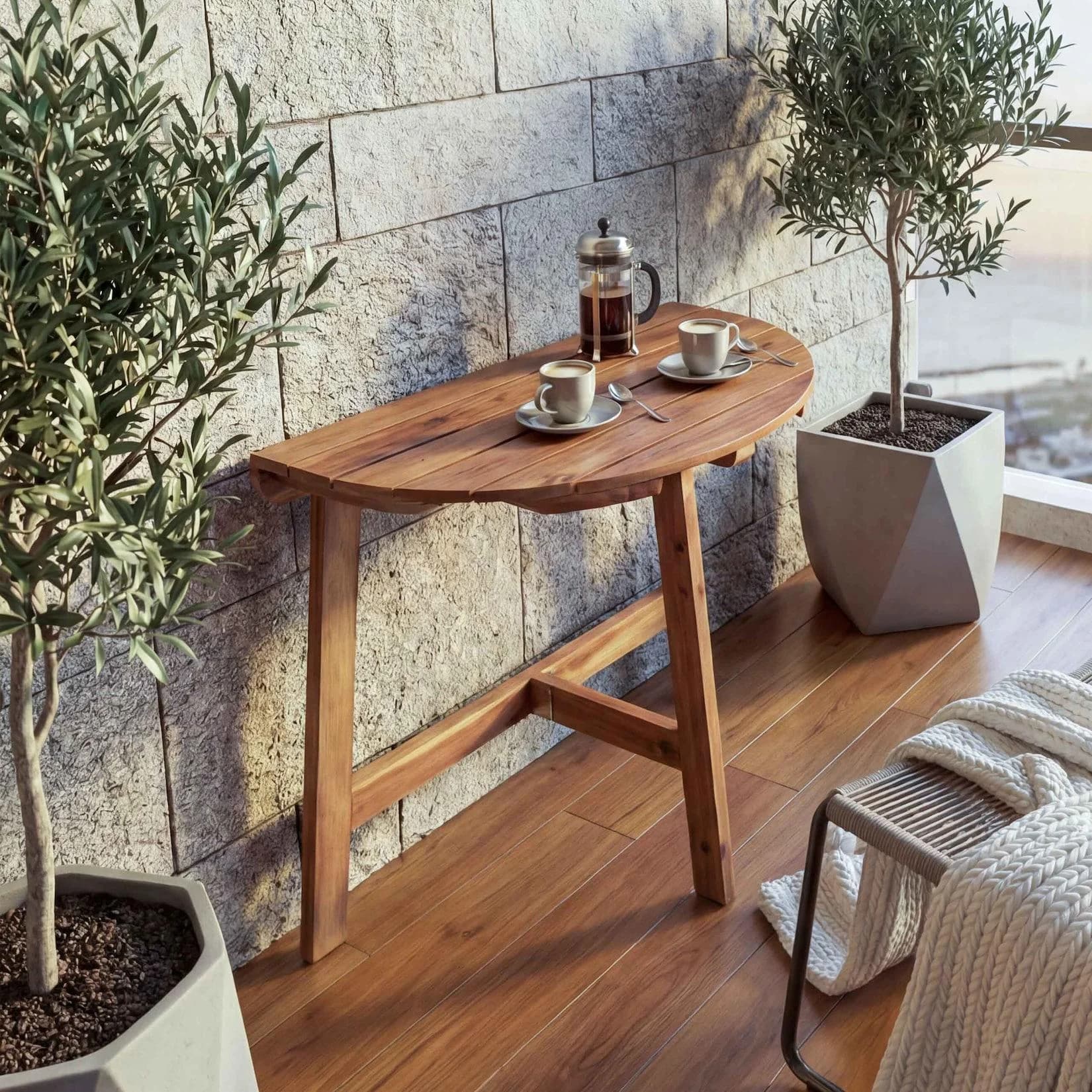 MCW Klapptisch Akazienholz In-/Outdoor Balkontisch