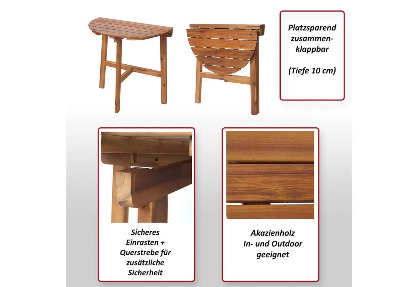 MCW Klapptisch Akazienholz In-/Outdoor Balkontisch - Bild 4