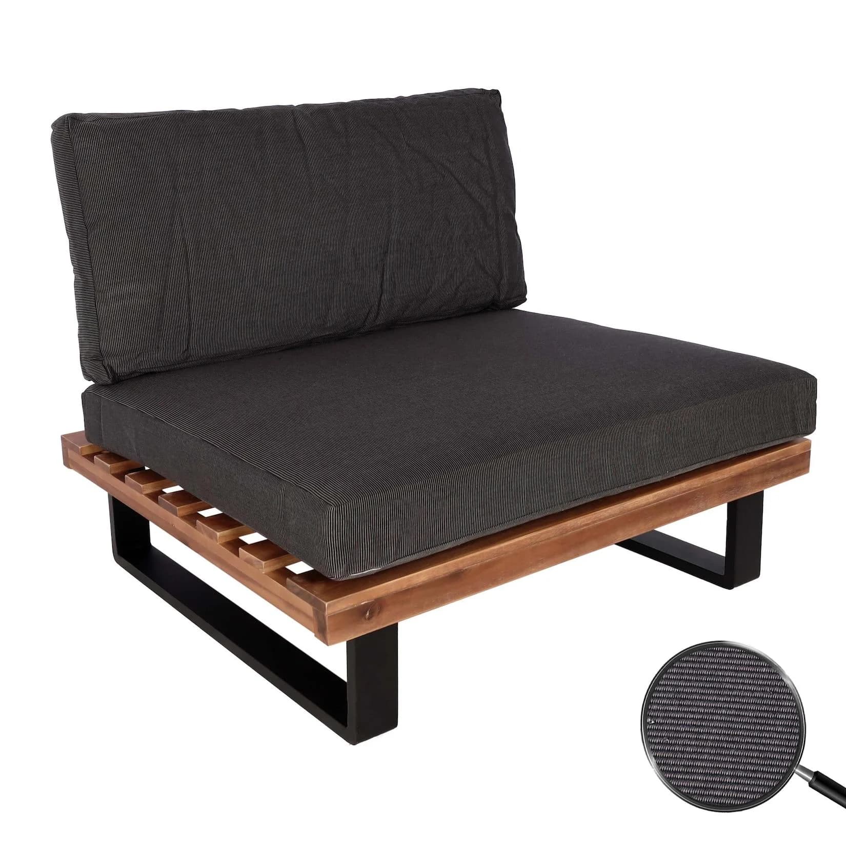 MCW Lounge-Sessel MCW-H54 Garten-Sessel Akazienholz Aluminium Braun Grau
