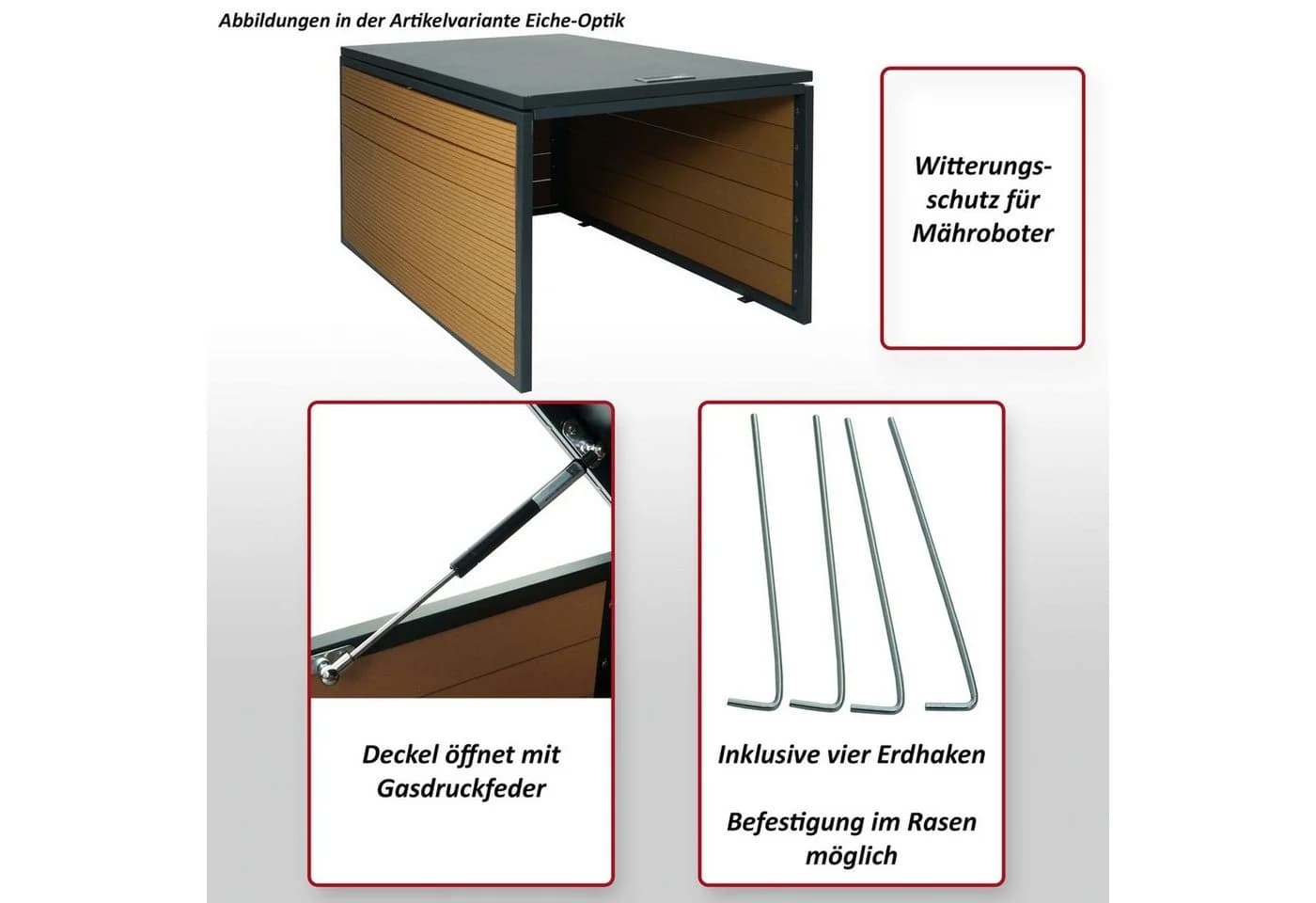 MCW XL Mähroboter-Garage mit Deckel Eiche-Optik - Bild 4