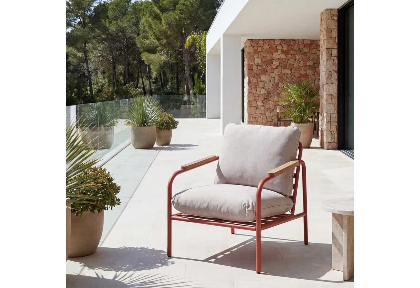 MCW Aluminium-Gartensessel MCW-O11 Terrakotta Beige Outdoor Stuhl - Bild 3