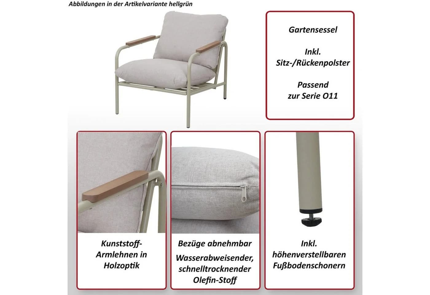 MCW Aluminium-Gartensessel MCW-O11 Terrakotta Beige Outdoor Stuhl - Bild 5