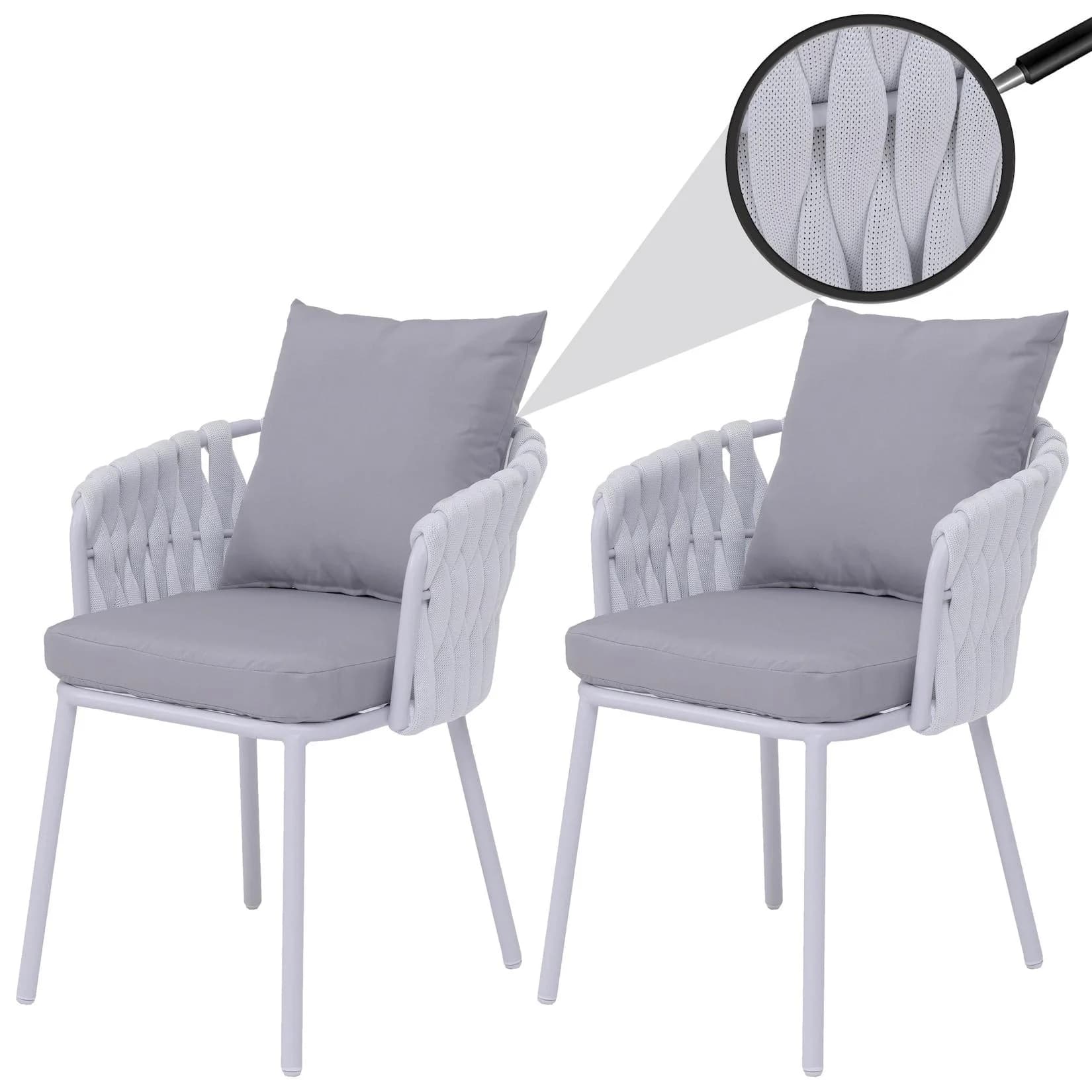MCW-P89 Aluminium Gartenstuhl Set 2er Outdoor hellgrau