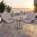 MCW-P75 2er-Set Gartenstuhl Poly Rattan Loungesessel Beige Bild 1