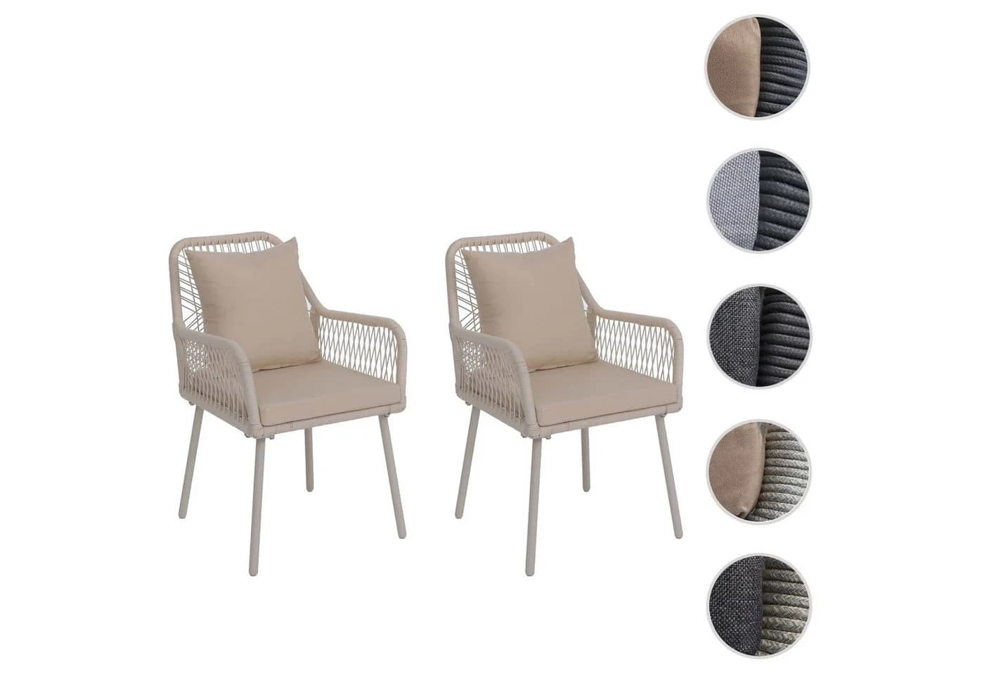 MCW Gartenstuhl 2er-Set MCW-O12 Aluminium Seilgeflecht Creme - Bild 4
