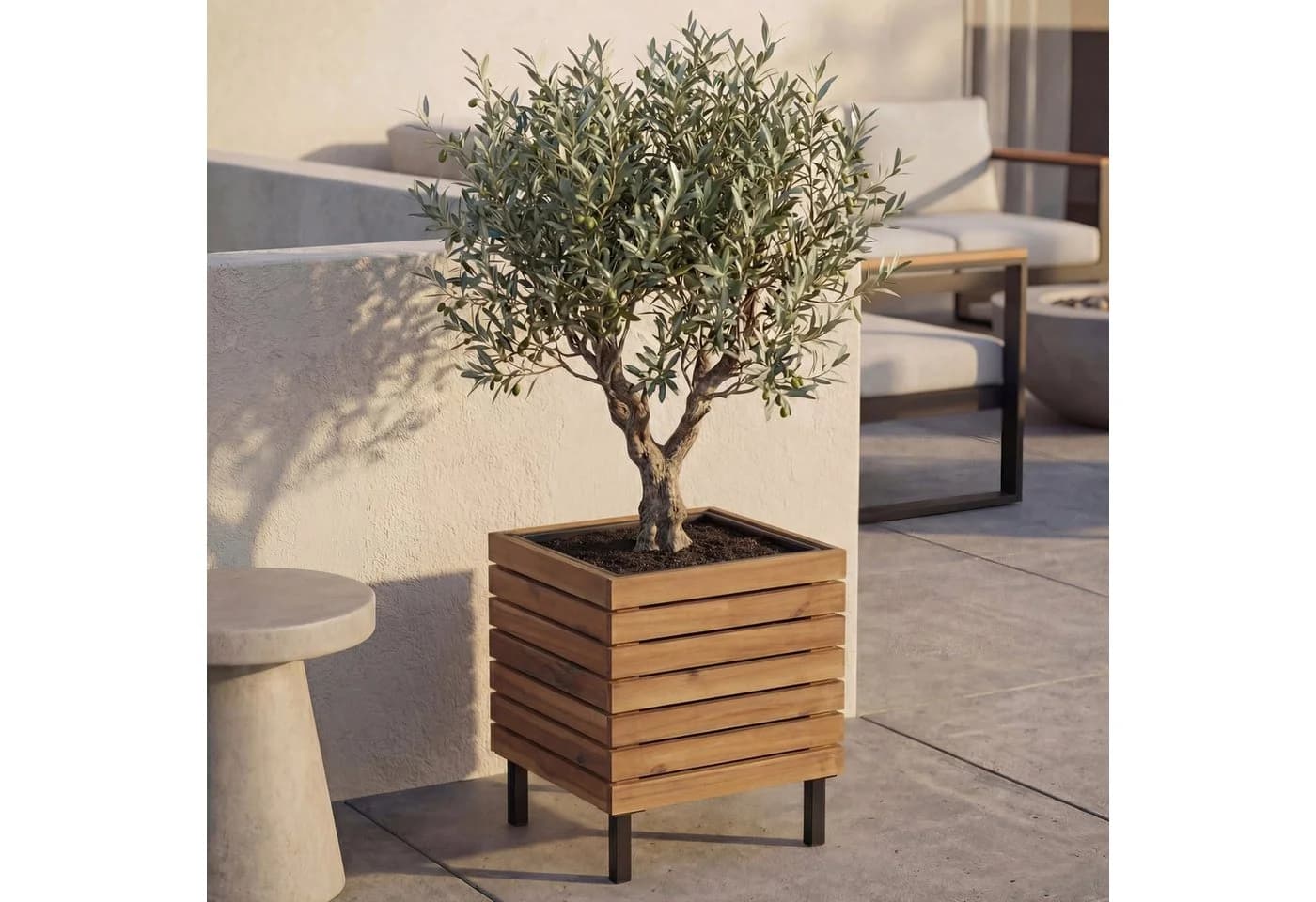 MCW Blumenkasten P84 Akazie & Stahl Outdoor - Bild 2