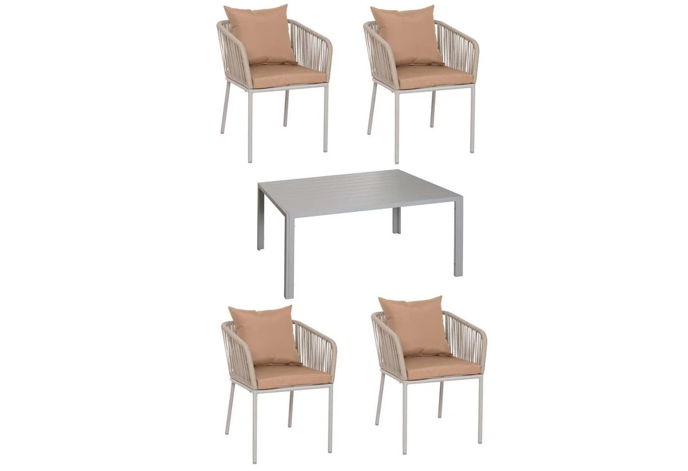 MCW Gartengarnitur 5-tlg. Grau/Beige Alu Seilgeflecht - Bild 2
