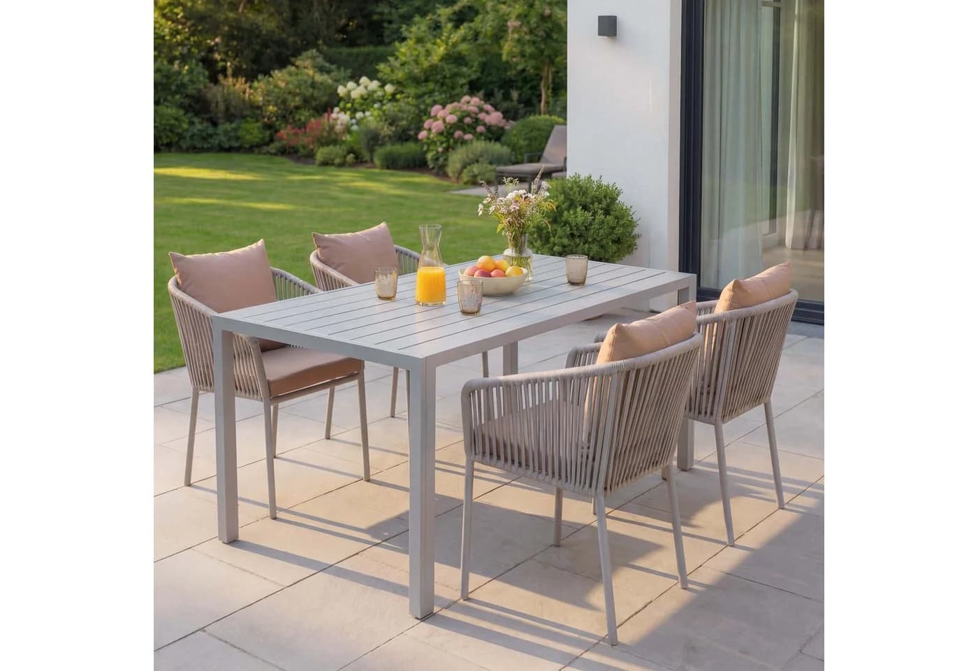 MCW Gartengarnitur 5-tlg. Grau/Beige Alu Seilgeflecht - Bild 3