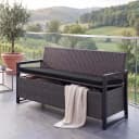 MCW Sitzbank mit Staufach Grau/Schwarz Poly-Rattan Bild 1