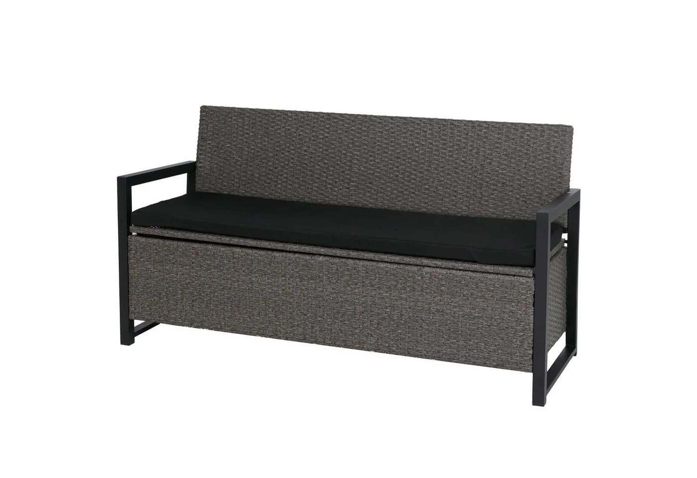 MCW Sitzbank mit Staufach Grau/Schwarz Poly-Rattan - Bild 2