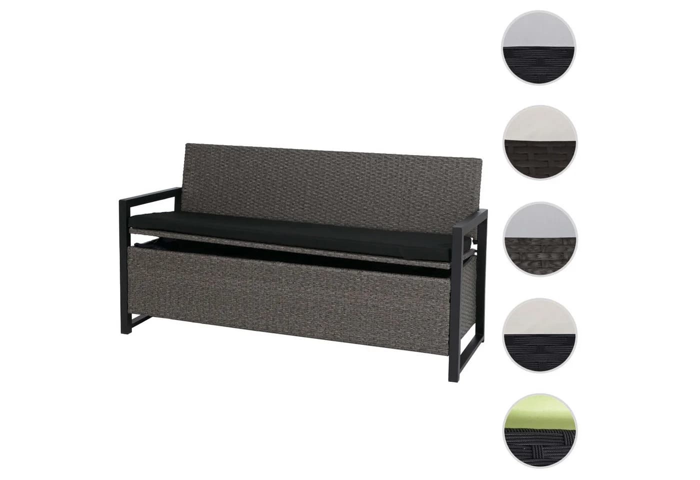 MCW Sitzbank mit Staufach Grau/Schwarz Poly-Rattan - Bild 4