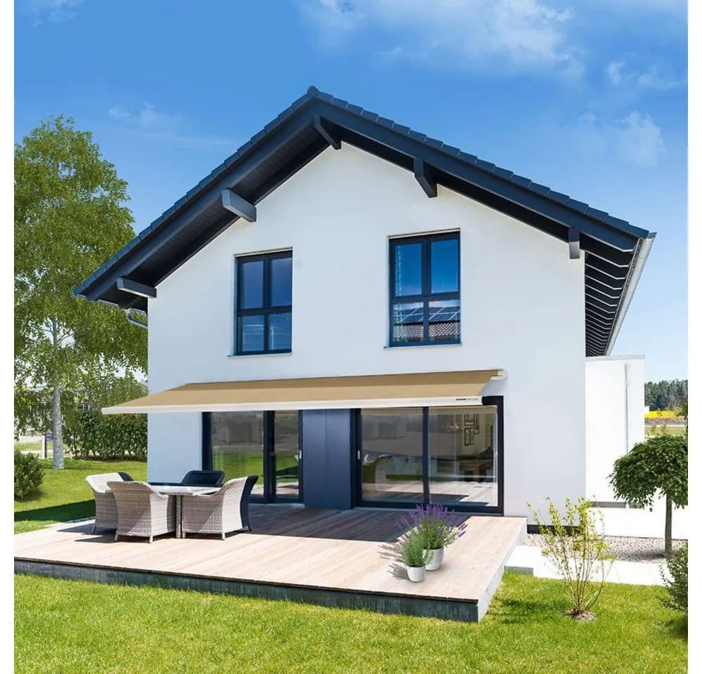 HOME DELUXE Markise ELOS LED Vollkassettenmarkise Weiß Elektrisch