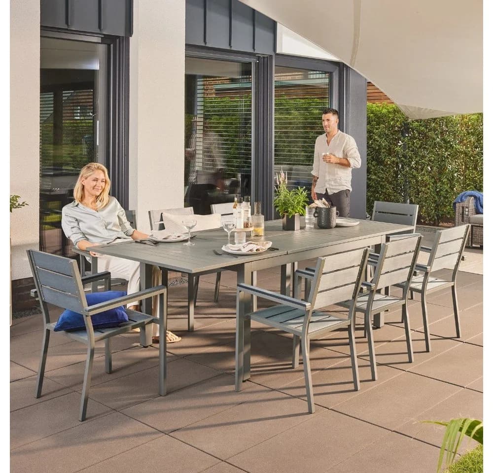 HOME DELUXE Gartentisch CASA Schnell Ausziehbar Aluminium Grau - Bild 4
