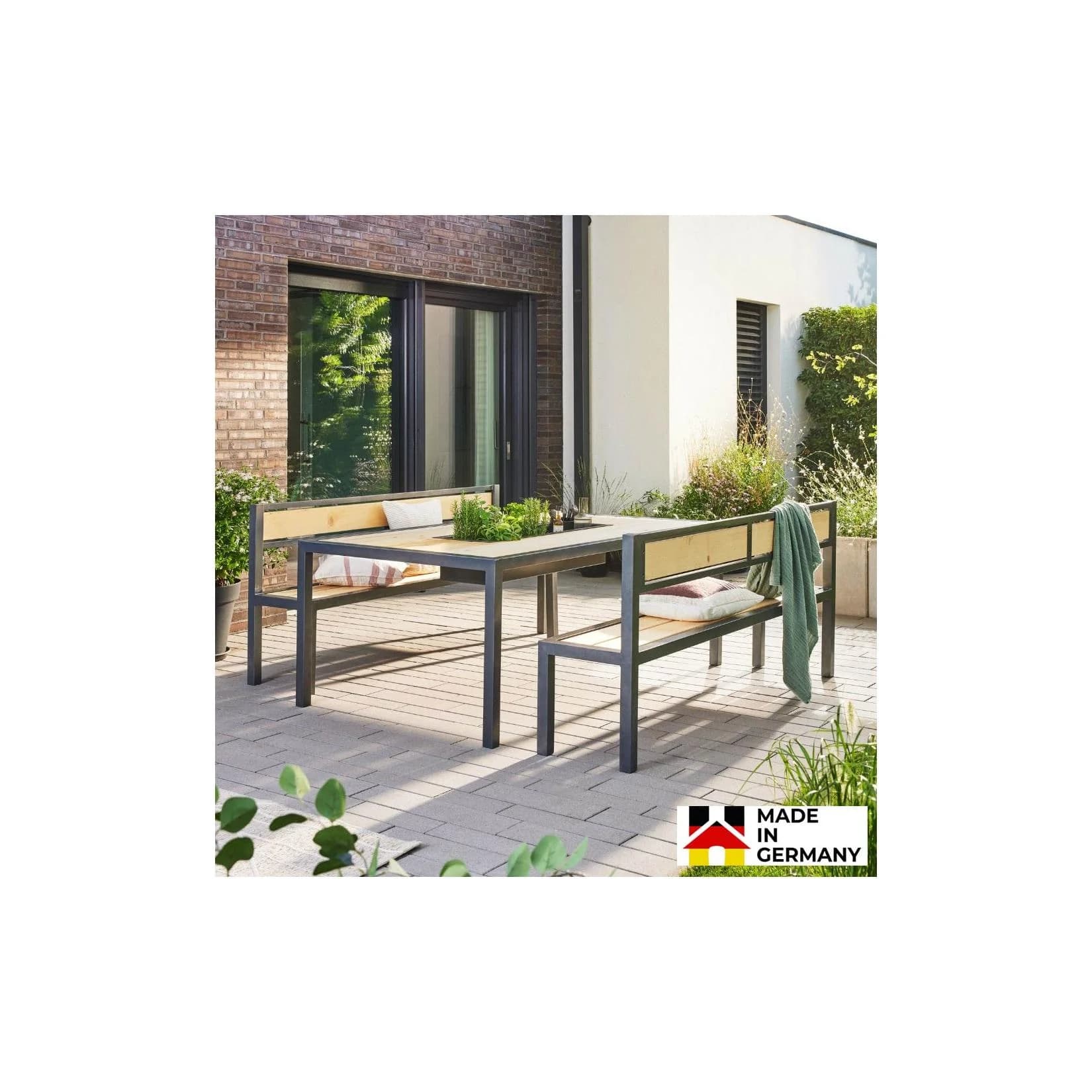 HOME DELUXE Sitzgarnitur NAXOS 3-tlg. Vintage Design Lärche Metall