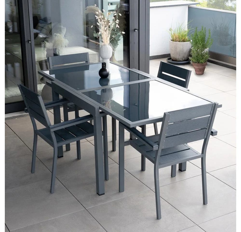 HOME DELUXE Sitzgruppe VERANO MADERA - Ausziehbarer Gartentisch mit Stühlen - Bild 2