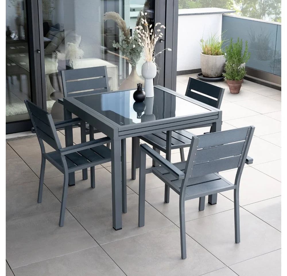 HOME DELUXE Sitzgruppe VERANO MADERA - Ausziehbarer Gartentisch mit Stühlen - Bild 4