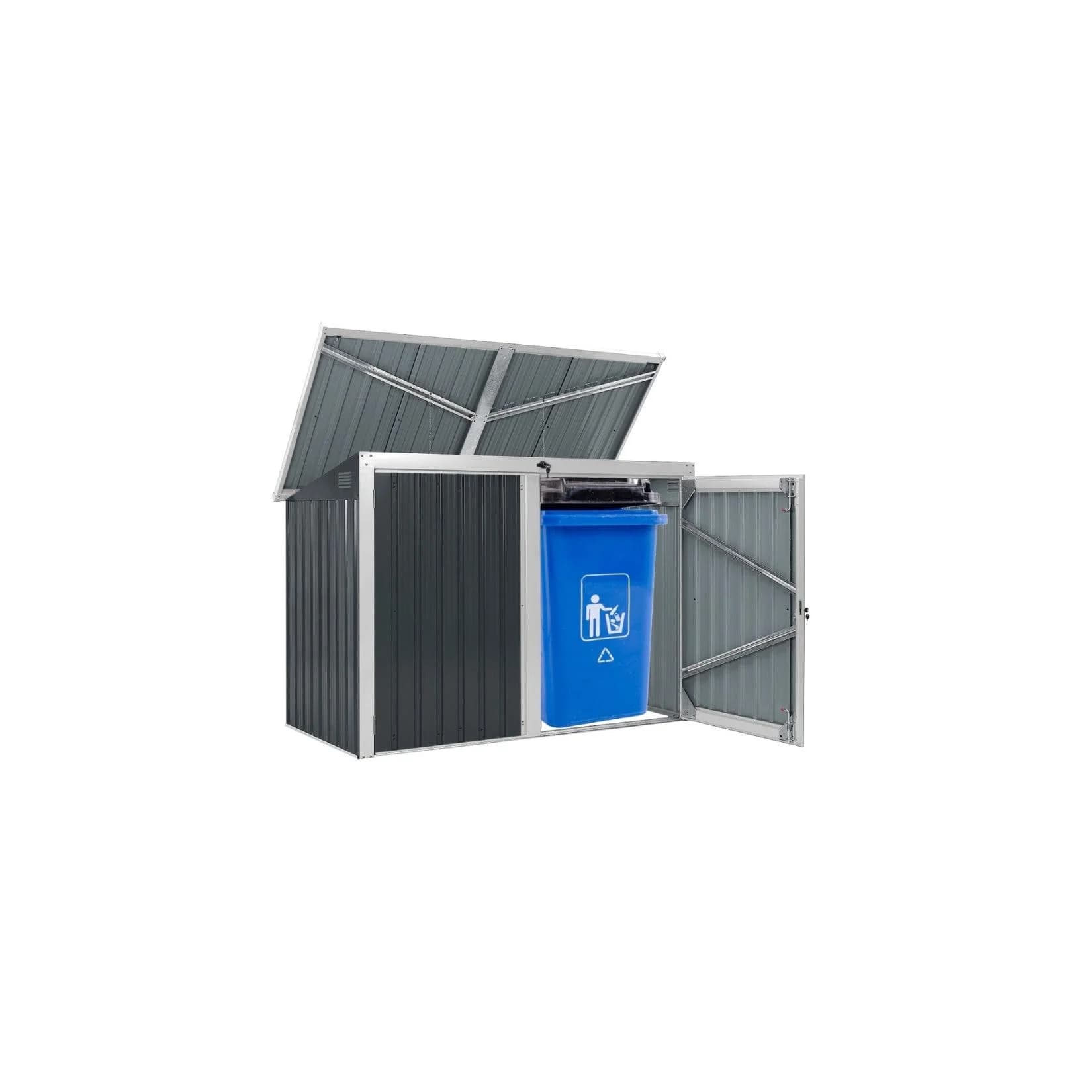 Home Deluxe Mülltonnenbox BASURA Metall für 2x 240L