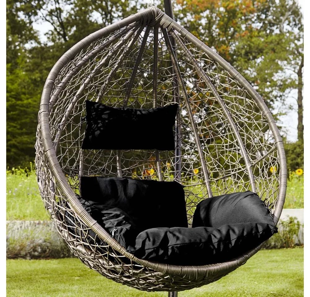 HOME DELUXE Hängesessel CIELO Polyrattan Grau/Schwarz Nur Korb