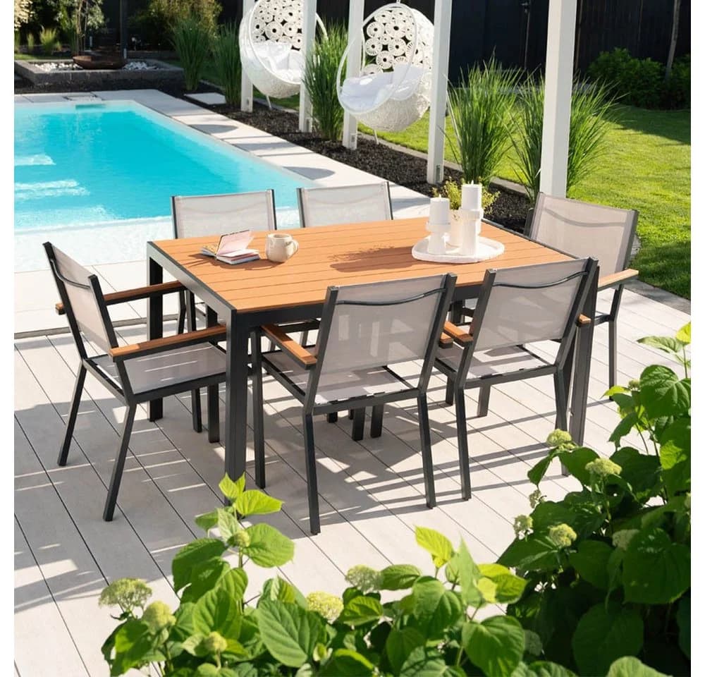 HOME DELUXE Gartentisch CANTOS SEDIA 7-tlg. Anthrazitgrau Aluminium - Bild 5