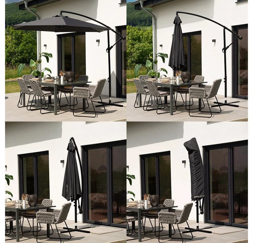 HOME DELUXE Ampelschirm SOLANA Anthrazit mit Kurbel und Abdeckung - Bild 4