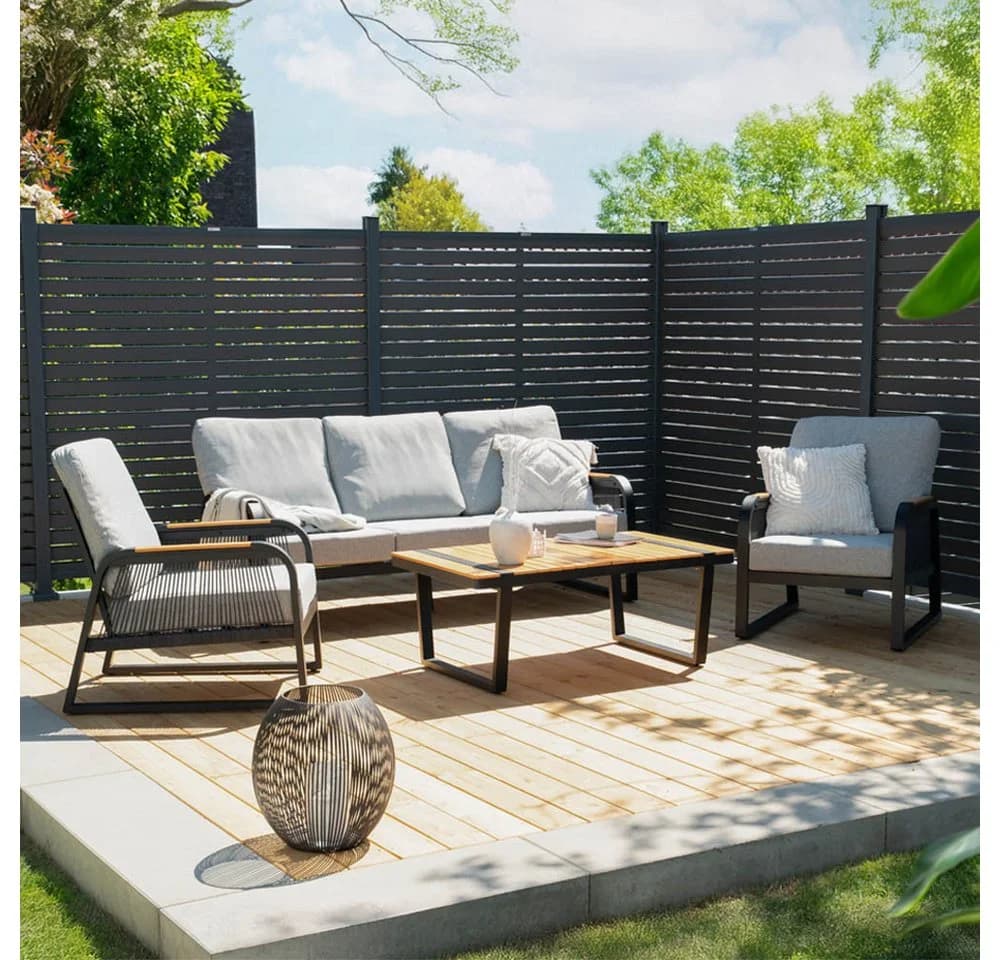 HOME DELUXE Gartenlounge-Set MARABA 4-tlg. Schwarz/Grau Aluminium