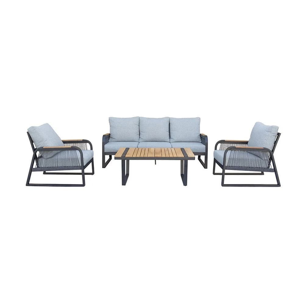 HOME DELUXE Gartenlounge-Set MARABA 4-tlg. Schwarz/Grau Aluminium - Bild 2
