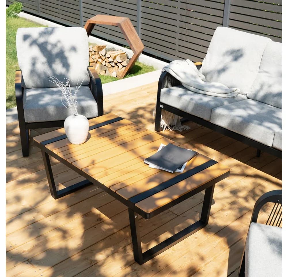 HOME DELUXE Gartenlounge-Set MARABA 4-tlg. Schwarz/Grau Aluminium - Bild 3