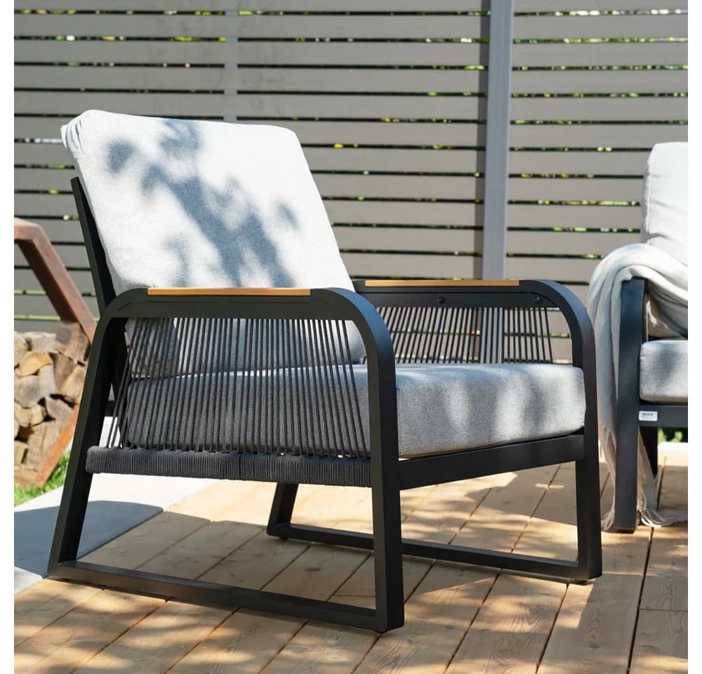 HOME DELUXE Gartenlounge-Set MARABA 4-tlg. Schwarz/Grau Aluminium - Bild 4