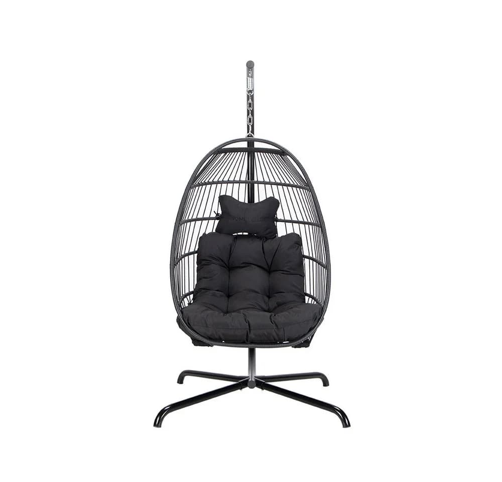 HOME DELUXE Hängesessel LOMA Faltbar Schwarz Aluminium