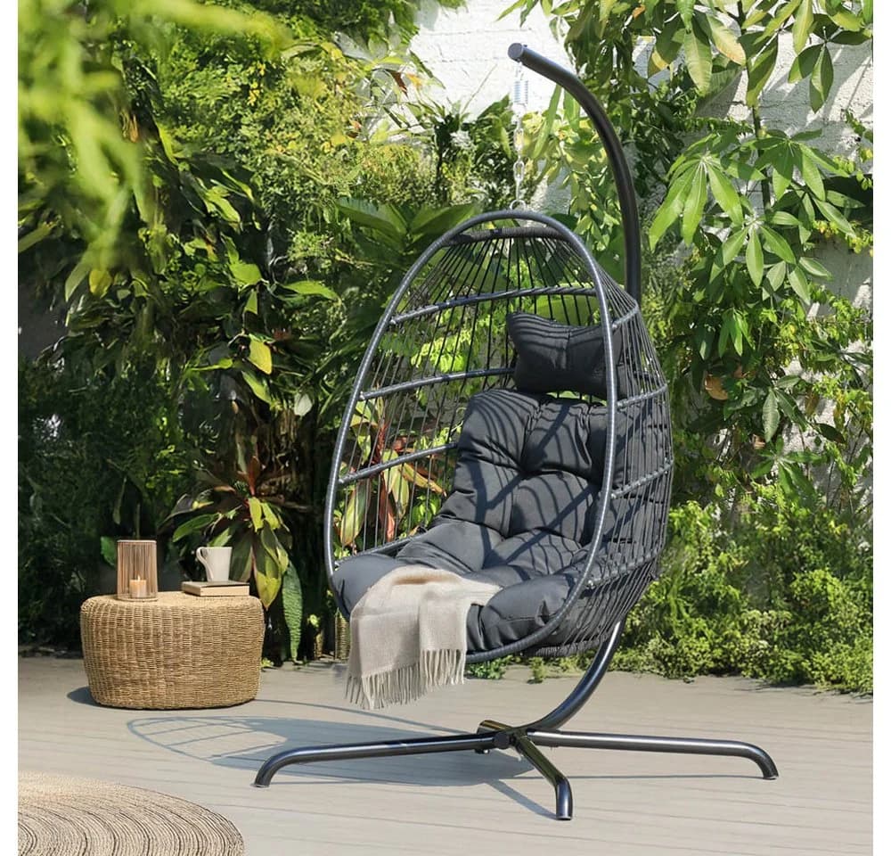 HOME DELUXE Hängesessel LOMA Faltbar Schwarz Aluminium - Bild 2