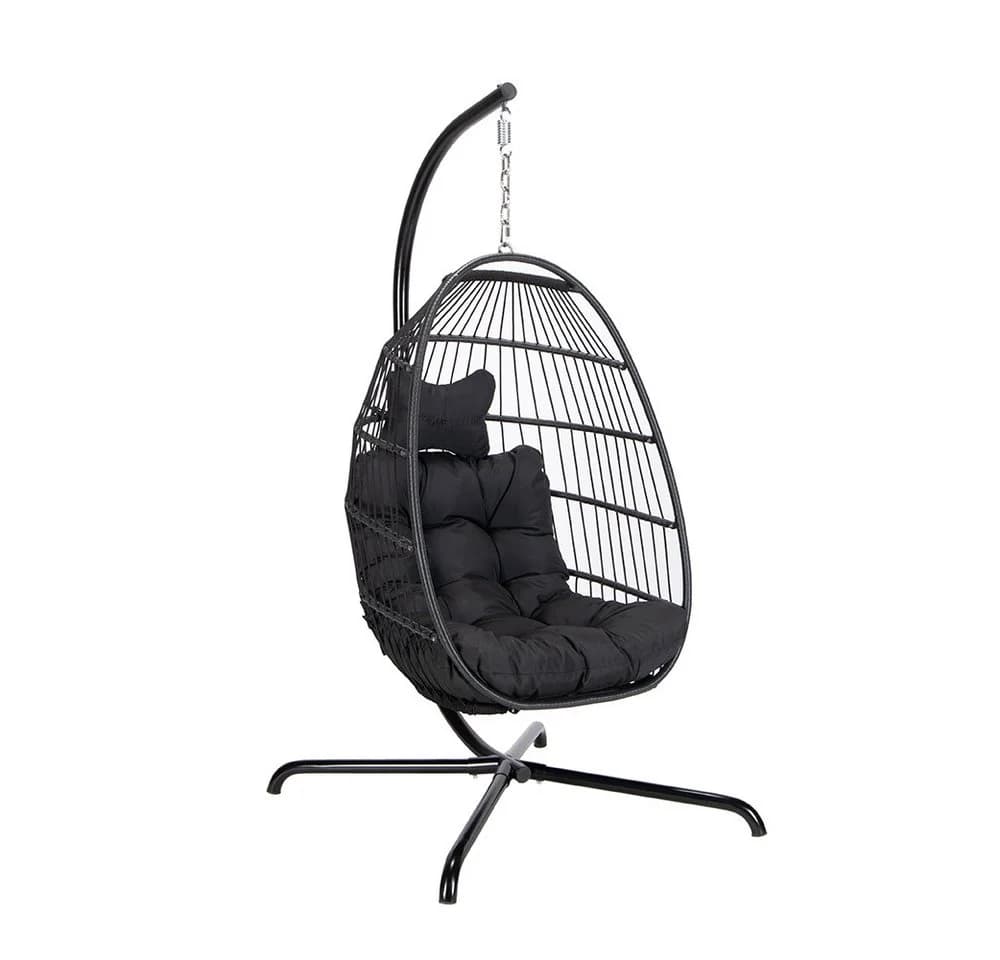 HOME DELUXE Hängesessel LOMA Faltbar Schwarz Aluminium - Bild 3