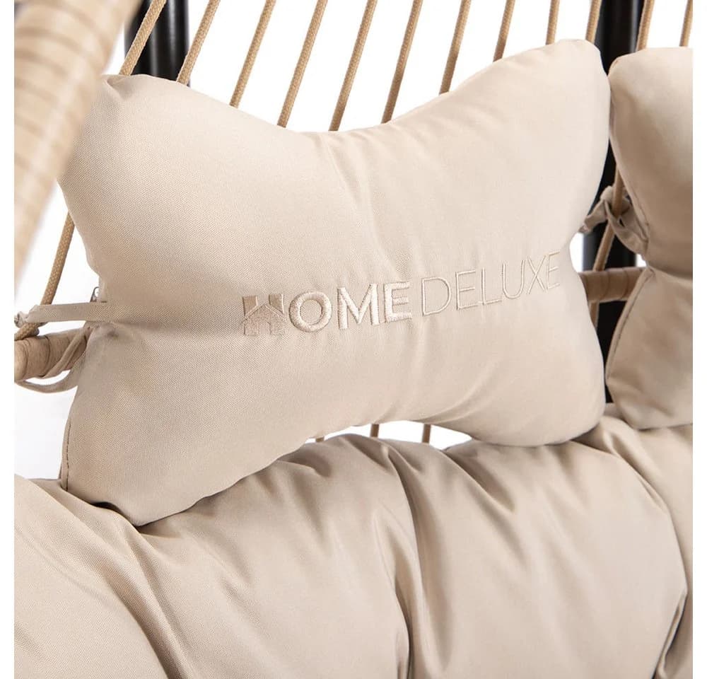 HOME DELUXE Hängesessel LOMA 2 Sitzer Beige Schwarz Faltbar