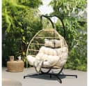 HOME DELUXE Hängesessel LOMA 2 Sitzer Beige Schwarz Faltbar Bild 2
