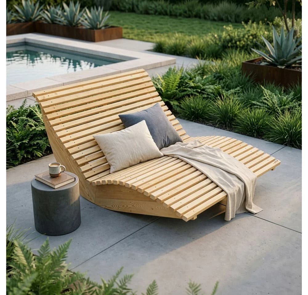 HOME DELUXE Gartenliege Wellenholzliege WOLGA Lärchenholz