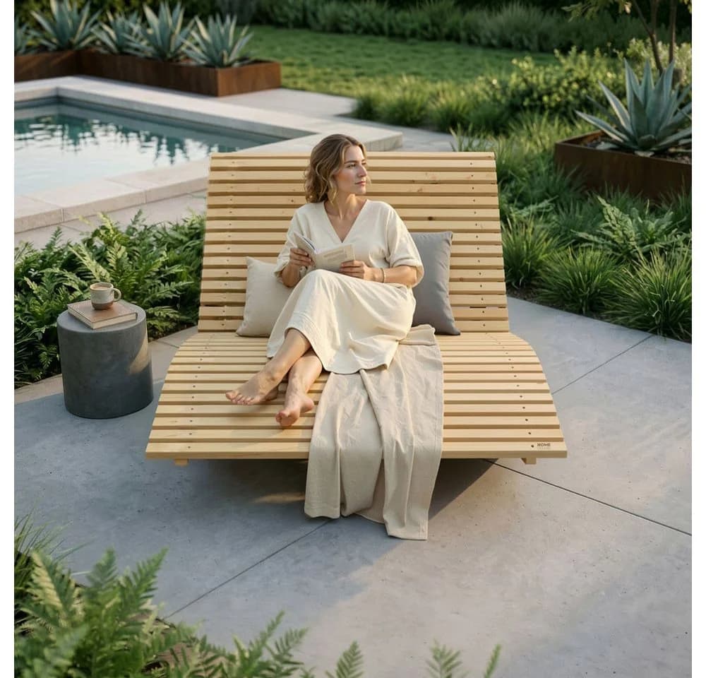 HOME DELUXE Gartenliege Wellenholzliege WOLGA Lärchenholz - Bild 5