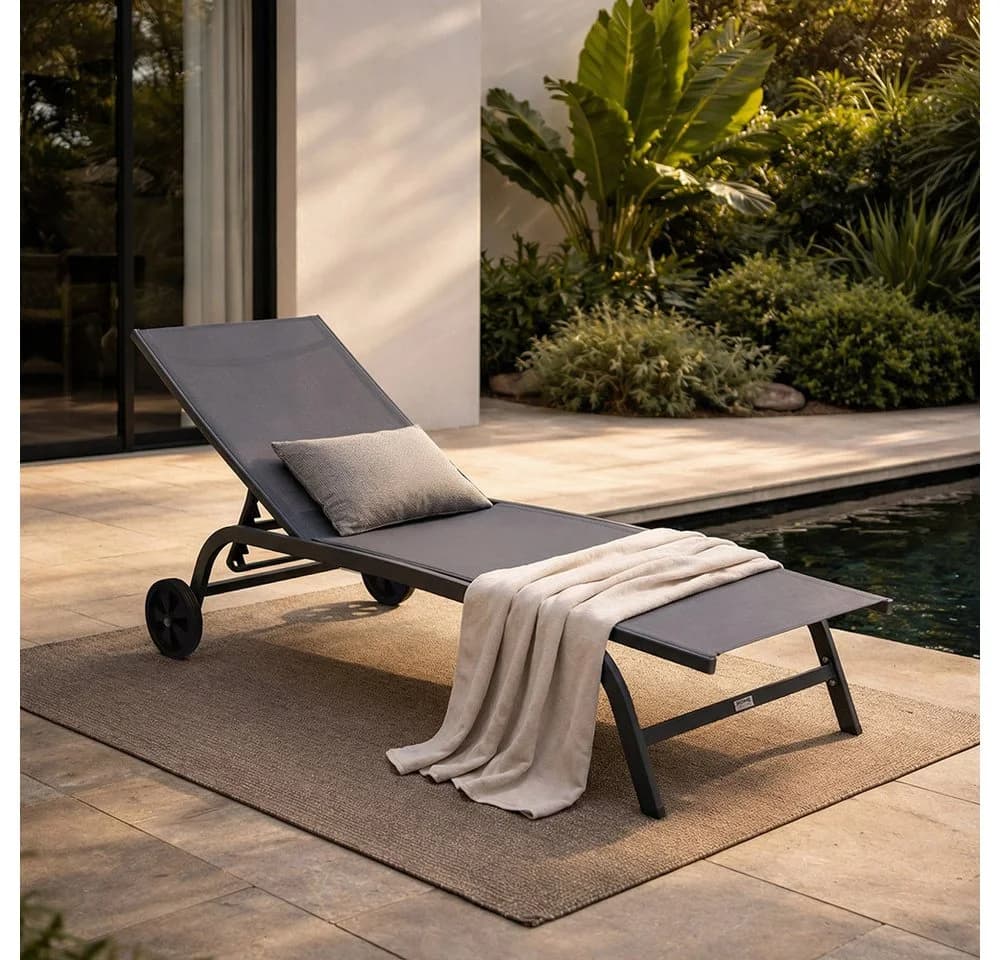 HOME DELUXE Gartenliege NAILEA DELUXE Anthrazit mit Rollen - Bild 2