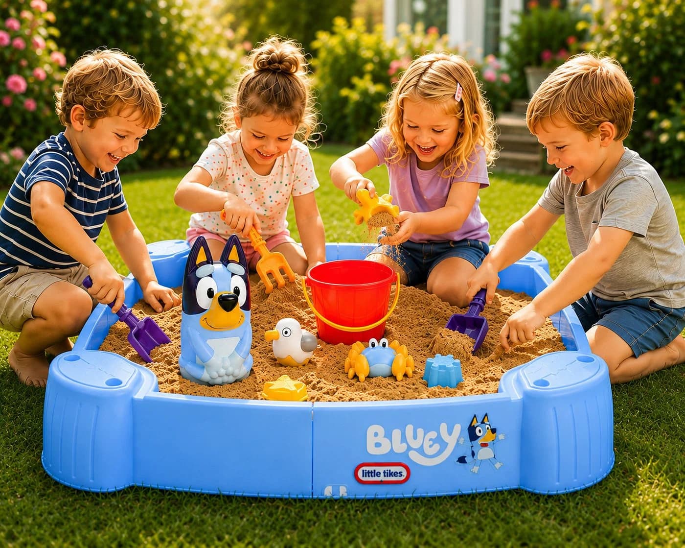 Little Tikes Sandkasten Bluey Beach Day mit Deckel und Zubehör - Bild 2