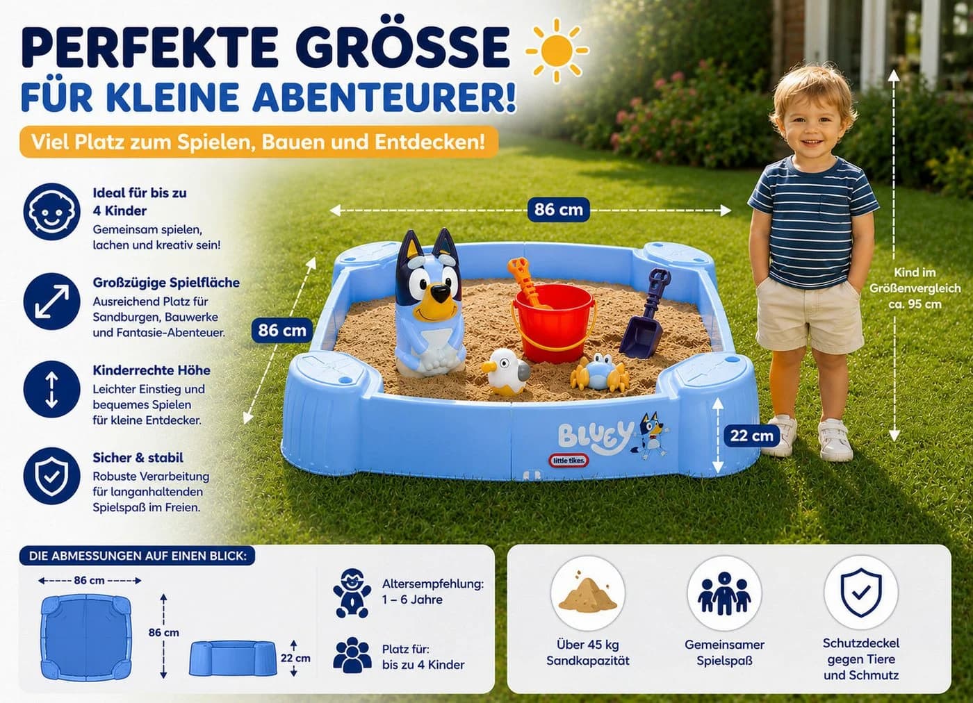 Little Tikes Sandkasten Bluey Beach Day mit Deckel und Zubehör - Bild 5