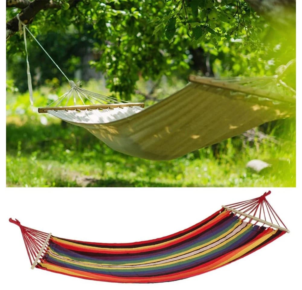 Harms Import Hängematte Holz Textil Bunt 280x100cm