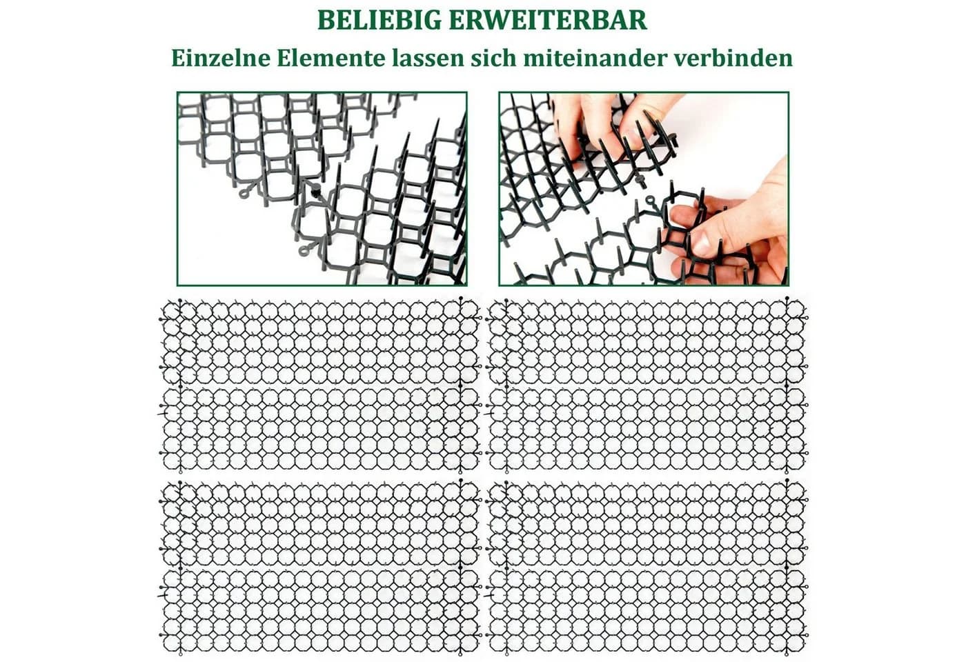 Bestlivings Dornengitter Tier Barriere 50x13x3 cm, 6-St., 50x13x3cm (LxBxH) Katzen und Marder Schutz - Übersteigschutz Outdoor - Bild 4