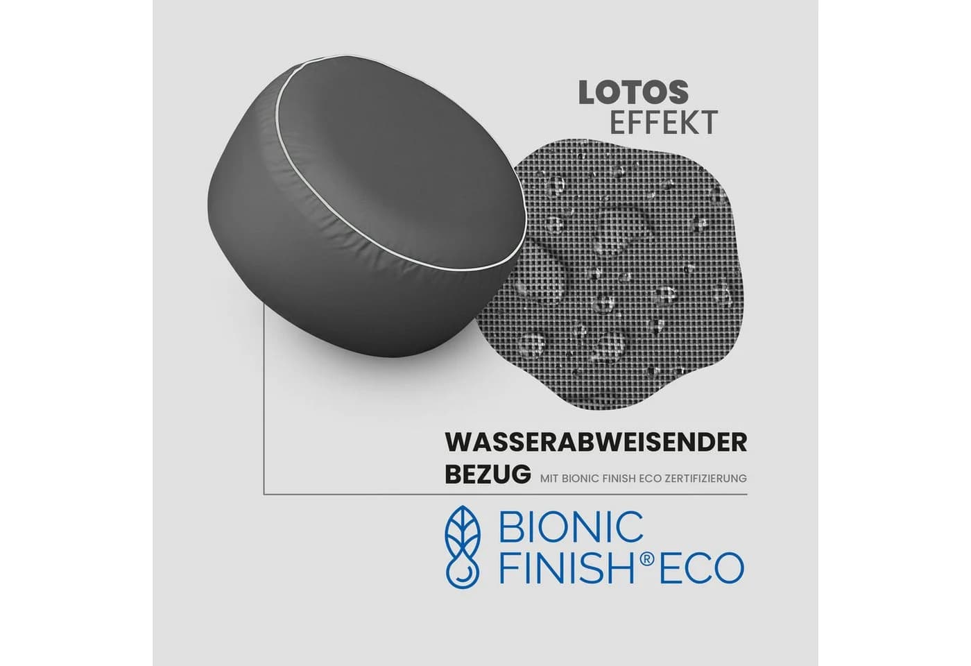 Bestlivings Bodenkissen Sitzpouf Outdoor Ø54cm, wasserabweisend, 100% Polyester - Bild 5