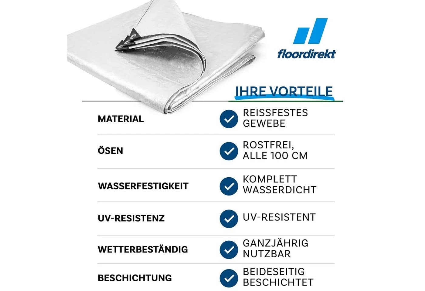 casa pura Schutzplane extrem reißfest 240 g/m², Wasserdicht, Weiß - Bild 3