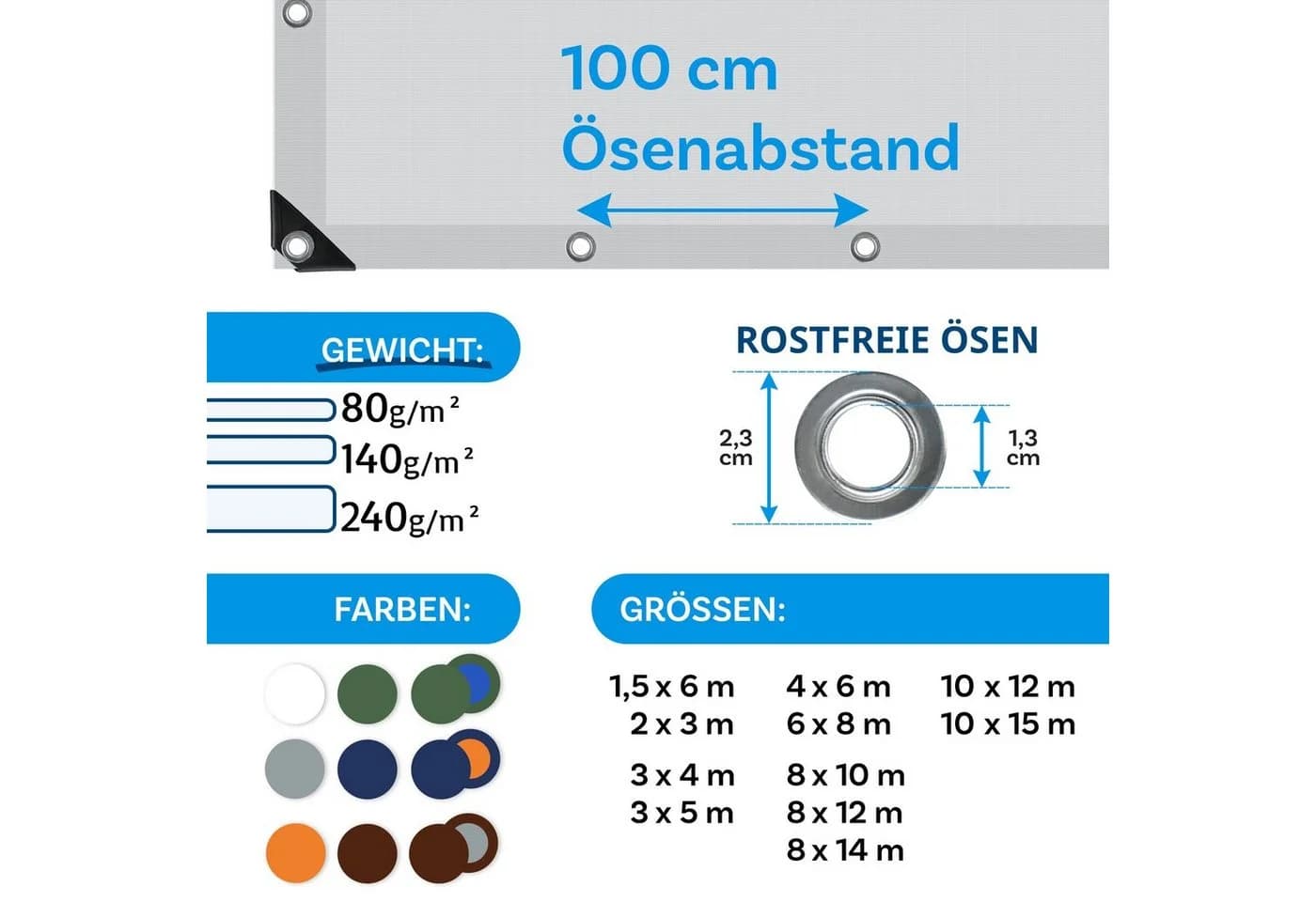 casa pura Schutzplane extrem reißfest 240 g/m², Wasserdicht, Weiß - Bild 4